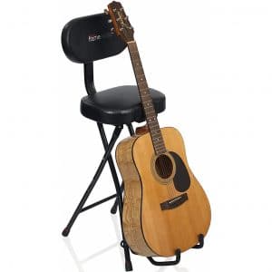 Kuyal Foldable Guitar Seat Black Guitar Stool With Fold Out Guitar Stand for Acoustic And Electric Guitars 