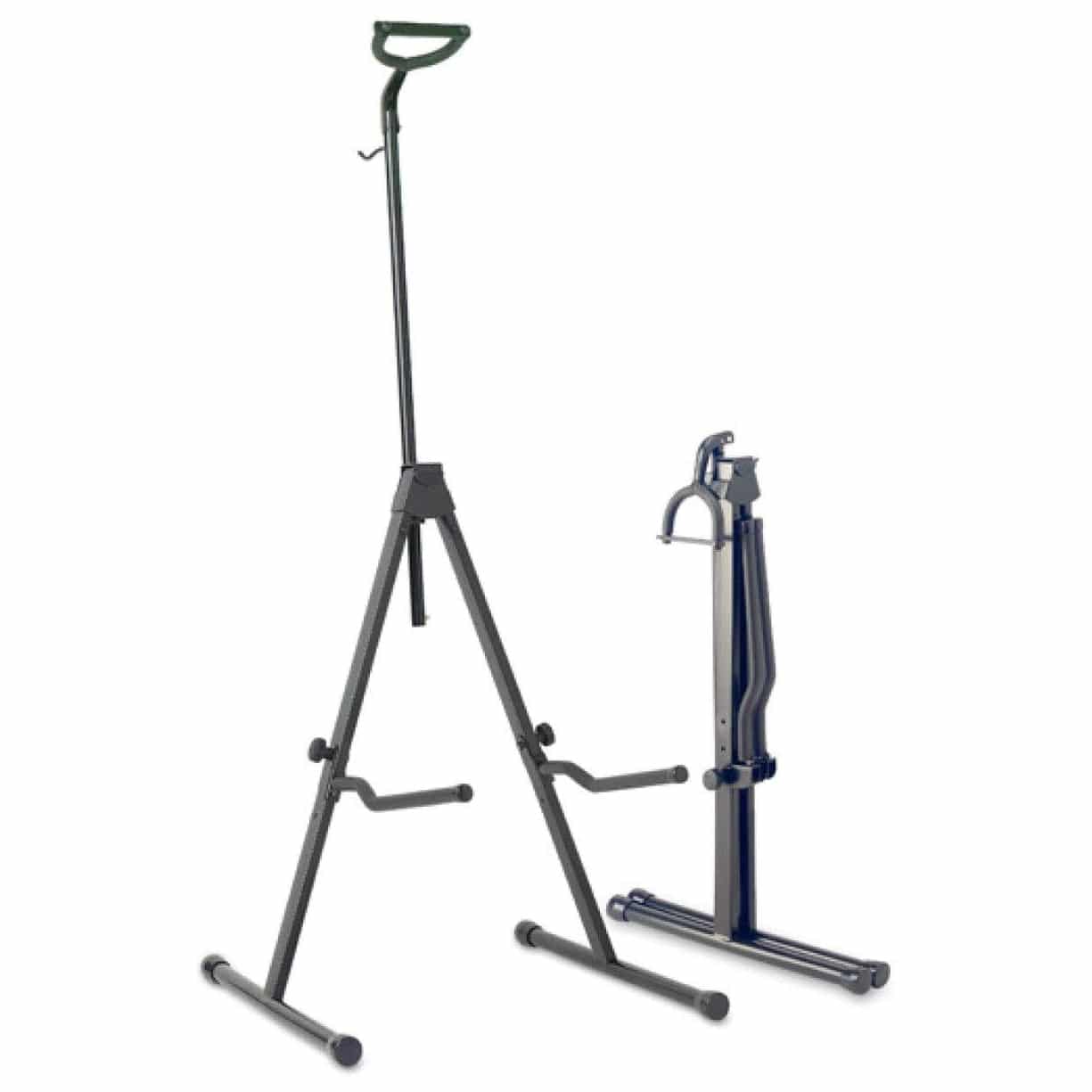Saintfield Studios Foldable Tripod with Safety Bar Complete with Endpin Anchor Stopper Adjustable Steel Cello Stand with Bow Hook in Black 