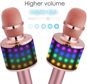 Keyian LED Light Wireless Karaoke Microphone Kids for Singing 