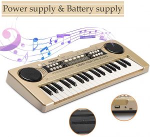 Keyboard Piano Black JINRUCHE 49 Keys Multi-function Kids Electronic Piano Educational for Student Kids Children with Microphone 