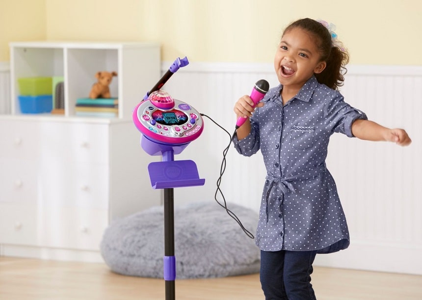 Microphone for Kids Toddlers Black Echo Mic Magic Karaoke Microphone Voice Amplifying Music Toy for Singing Speech Communication Mic Karaoke Singing Funny Gifts Toys for Boys Girls 