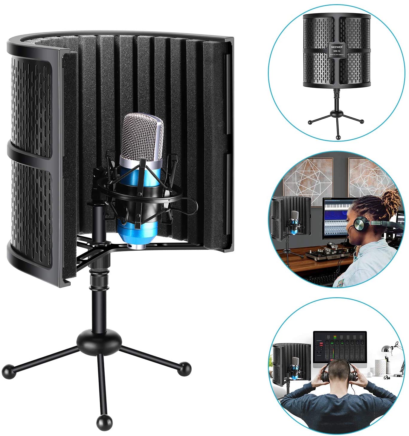 Details about   Microphone Isolation Shield Vocal Booth & Studio Recording Acoustic Panel 