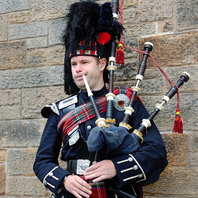 Playing bagpipes shop